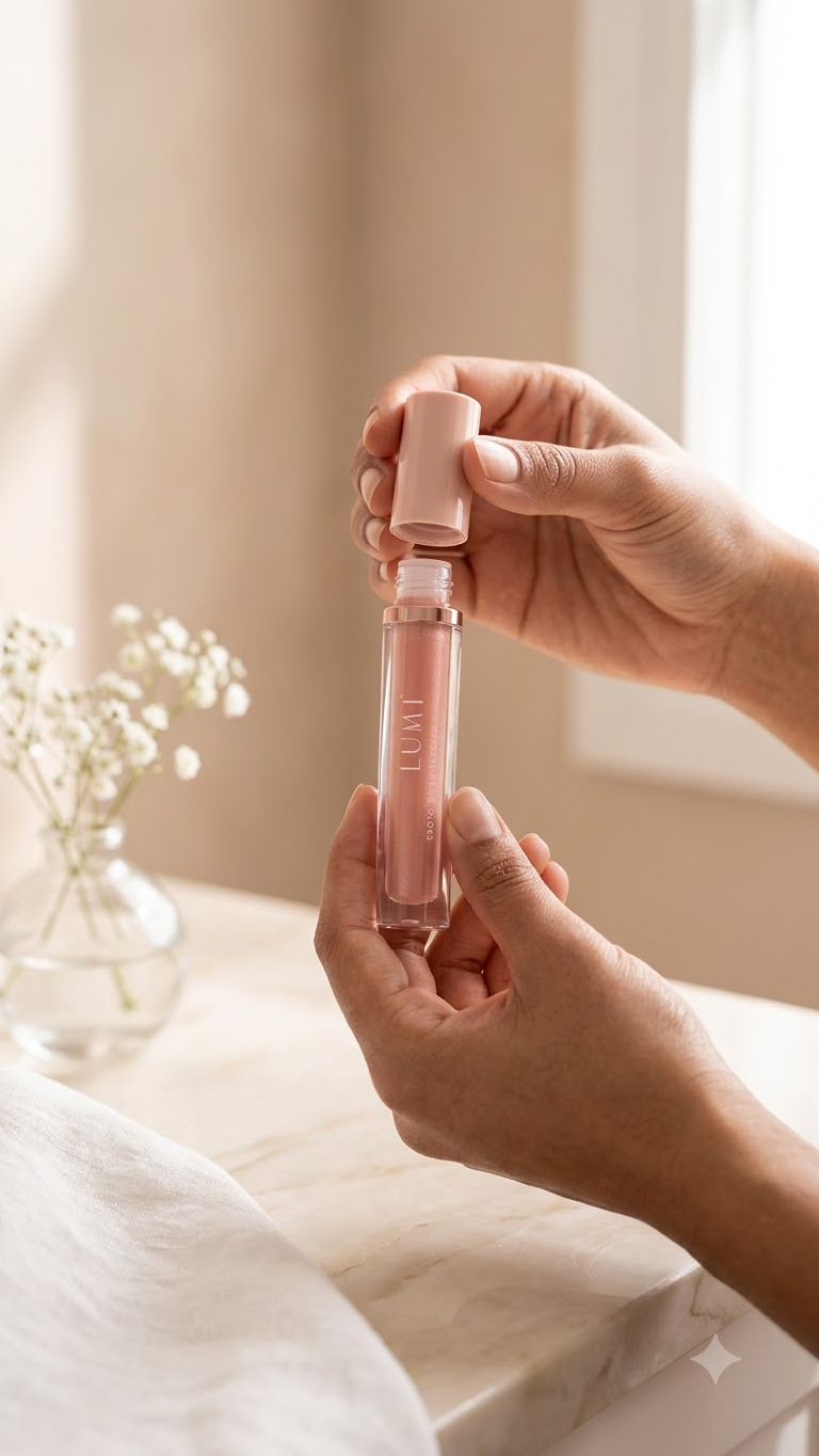 Lumi Crystal Nude Gloss – High-Shine Nude Lip Gloss - Image 2